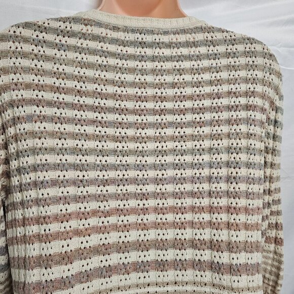 St. John Sport Button Up 3/4 Sleeve Heathered Women Size L Striped - Picture 13 of 16